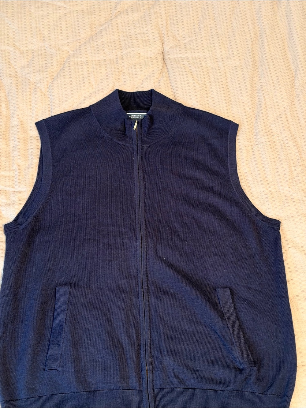 Charles Tyrwhitt Men's Navy Zip-Up Sweater Vest